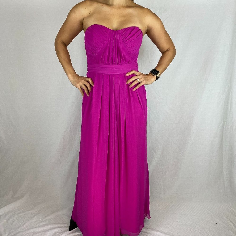 Badgley Mischka Pink Chiffon Strapless Gown